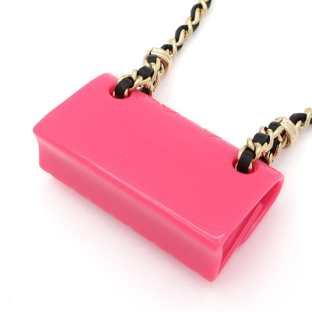Chanel Necklace Pink Gold Black Hardware Leather Resin - Picture 3 of 6